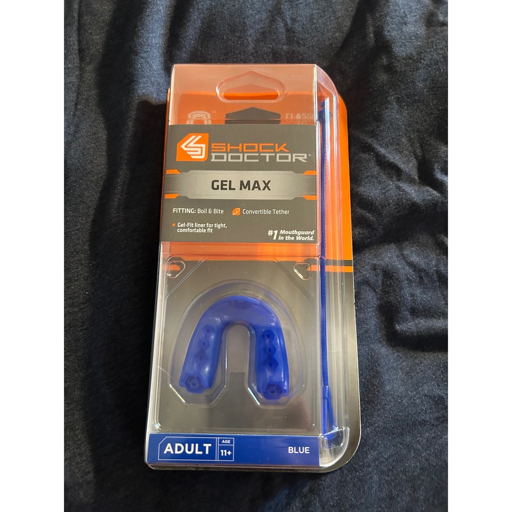 Shock Doctor Gel Max Adult Mouthguard Blue Age 11+ Classic Fit BC-6100